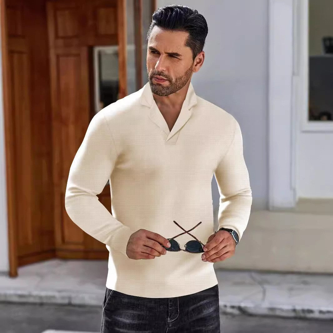 Herren Pullover Moderner Kragen Schick Schwarz