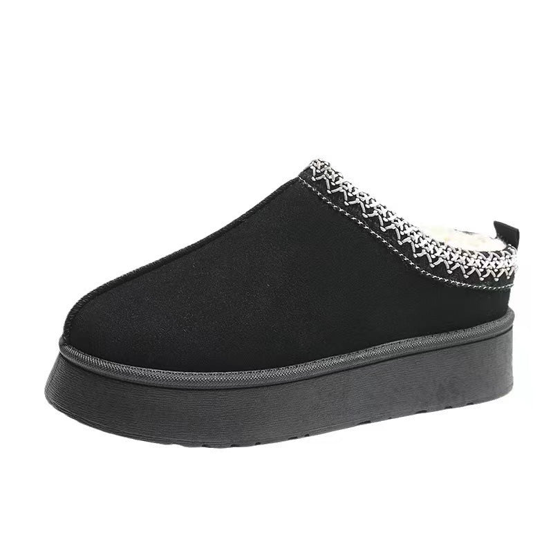 Damen Hausschuhe Warm mit Strickrand und weicher Sohle