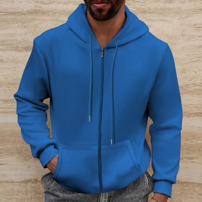 Herren Hoodie Modern Reißverschluss Taschen Grau