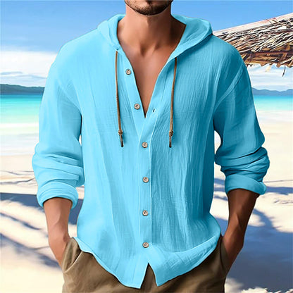 Herren Kapuzenshirt Lässig Knopfleiste Modern