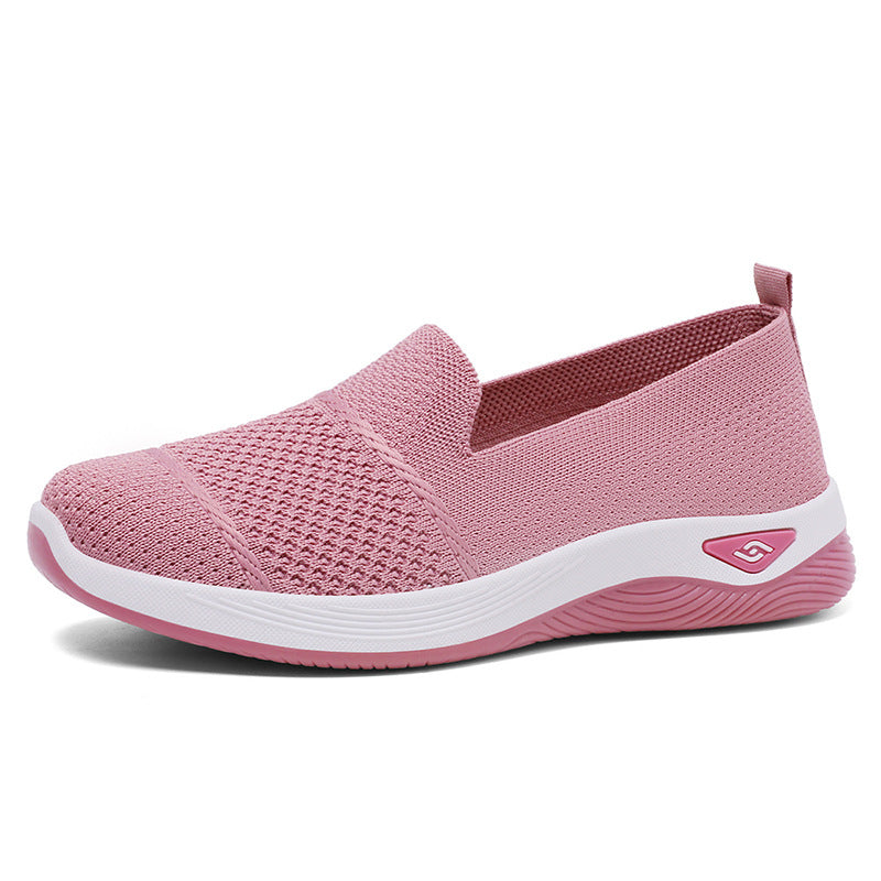 Damen Schuhe Bequem Slip-On atmungsaktiv Strickdesign