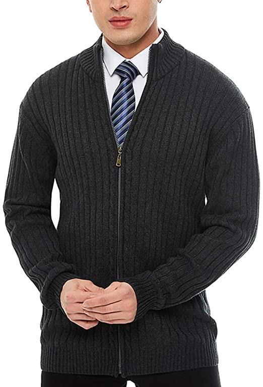 Herren Strickjacke Sportlich Reißverschluss Steppkragen Modern