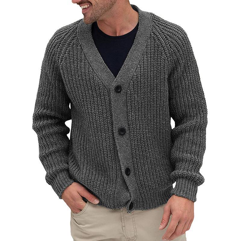 Herren Strickjacke Grobstrick mit Knöpfen Modern