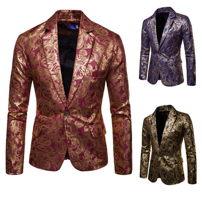 Herren Blazer Modern mit Pailletten Goldfarben Elegant - BerlinGlamour