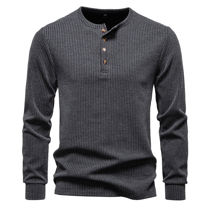 Herren Langarmhemd Mit Struktur und Knöpfen Modern