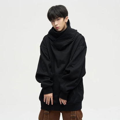 Damen Oversized Pullover Kapuzenpulli Hochkragen Großes Modell