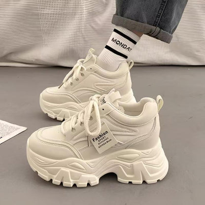 Damen Sneaker Chunky Bequem Sportlich Weiß