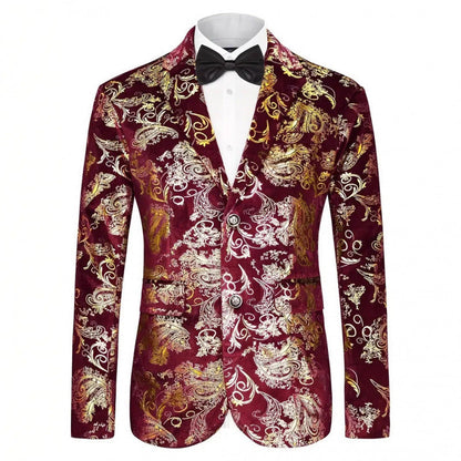 Herren Blazer Samt mit Floralmuster Elegant