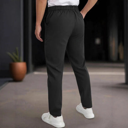 Herren Anzughose Slim Fit Plisé Elegant Schwarz
