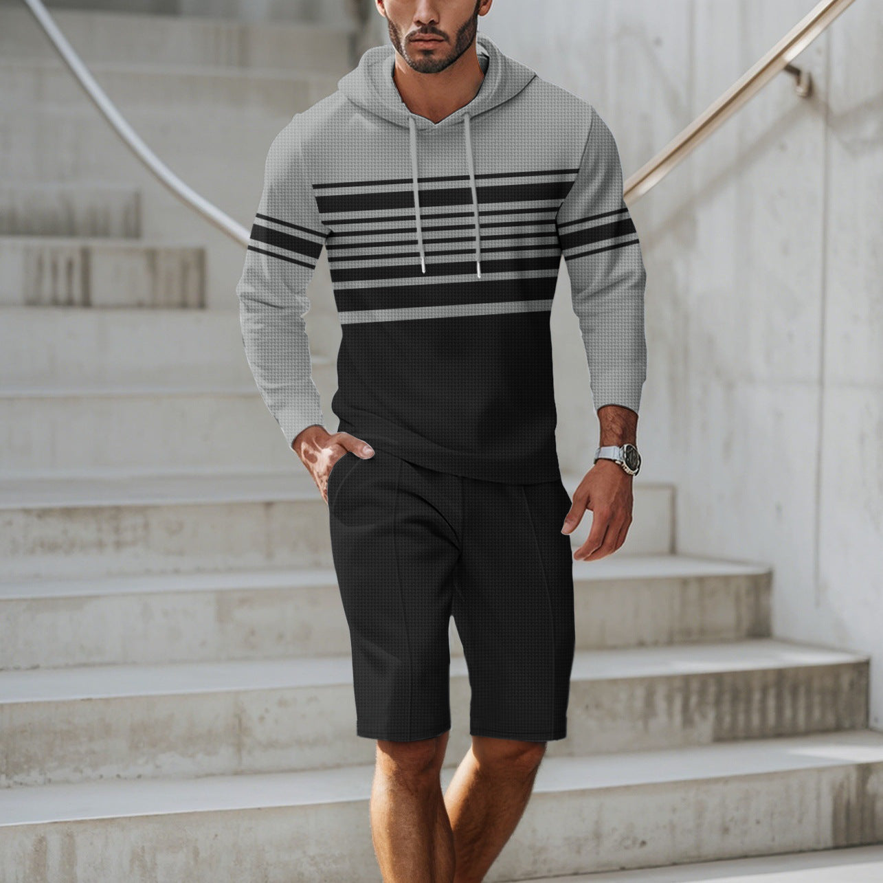 Herren Kapuzenshirt Sportlich Modern Mit Struktur
