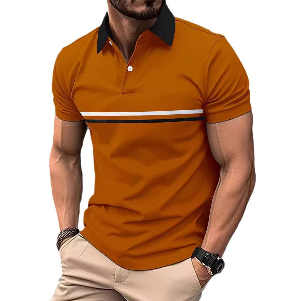 Herren Poloshirt Elegantes Design Kontrastkragen Sportlich