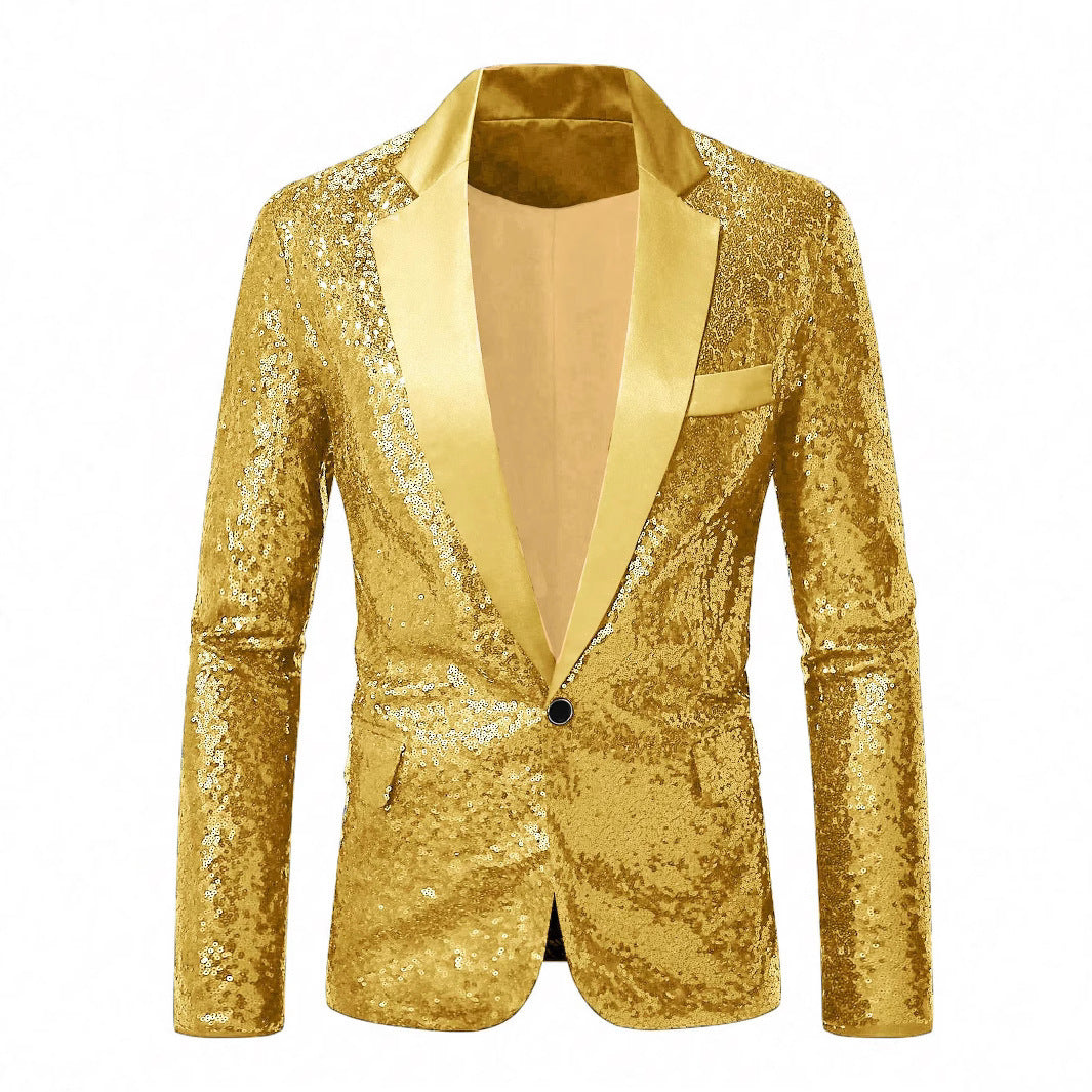 Herren Blazer Pailletten mit Satin Revers Elegant