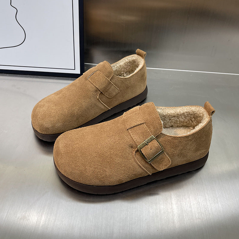 Damen Clogs Weiches Wildleder Bequem Kuschelig