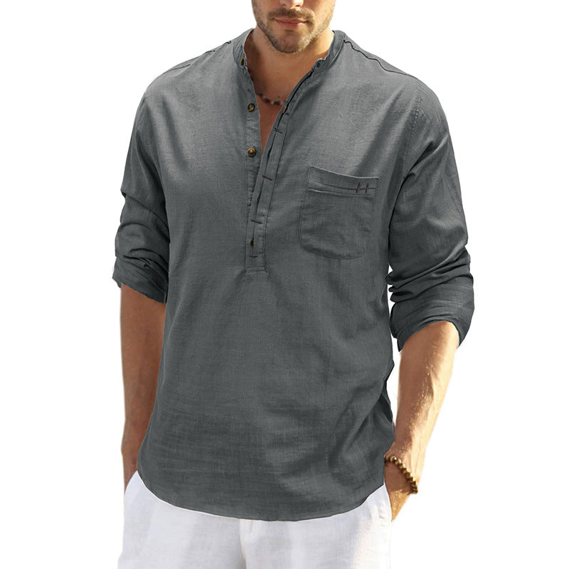 Herren Leinenhemd Sommer Modern Elegant
