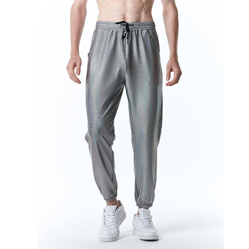 Herren Hose Metallic Mesh Trendy Sportlich