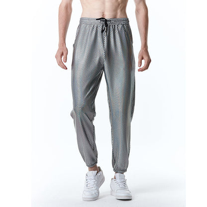 Herren Hose Metallic Mesh Trendy Sportlich