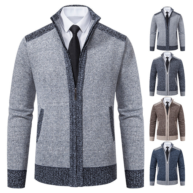Herren Strickjacke Gesteppt Warm mit Kragen und Taschen - BerlinGlamour