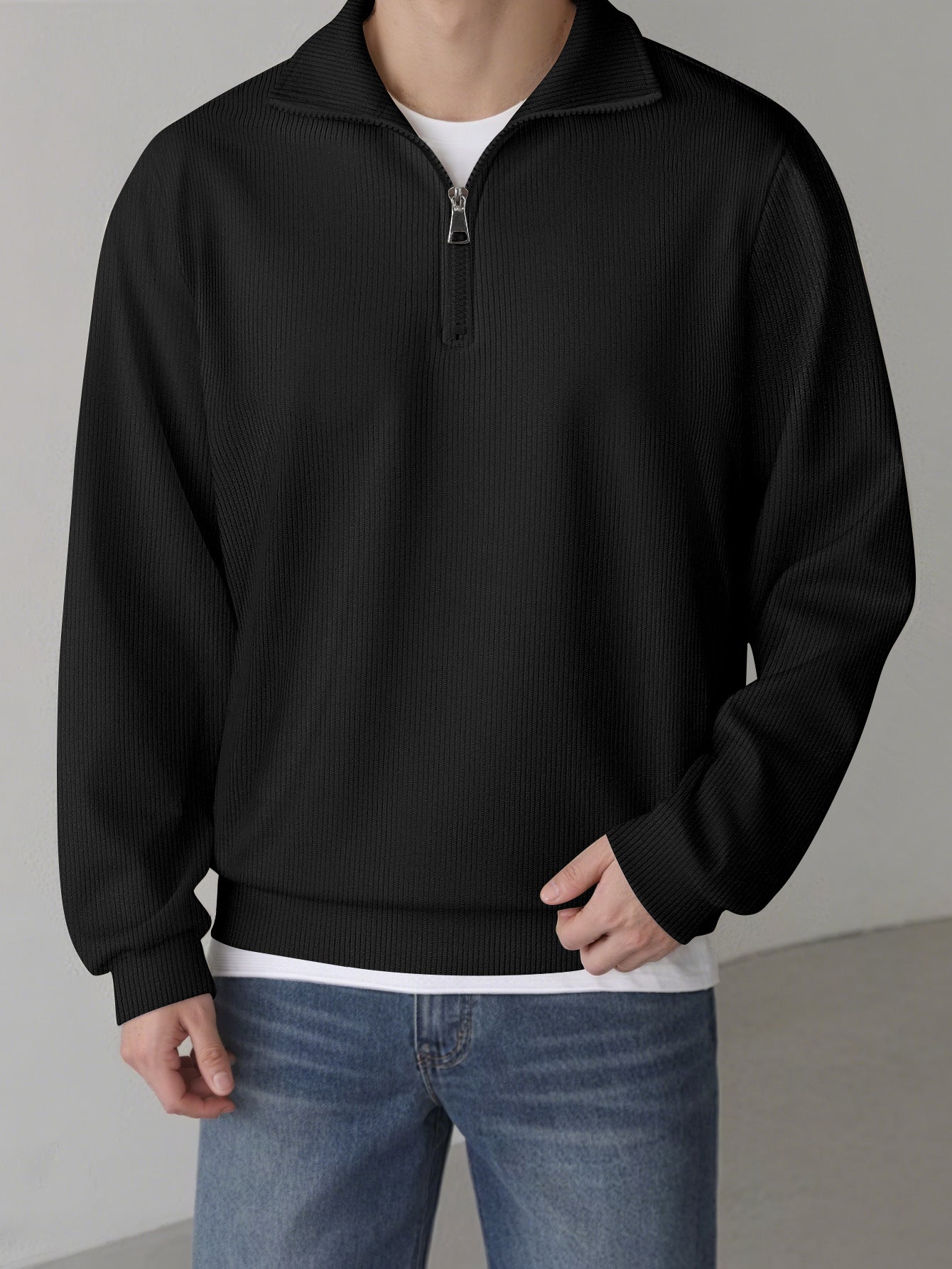 Herren Pullover Lässig Mit Reißverschluss Casual