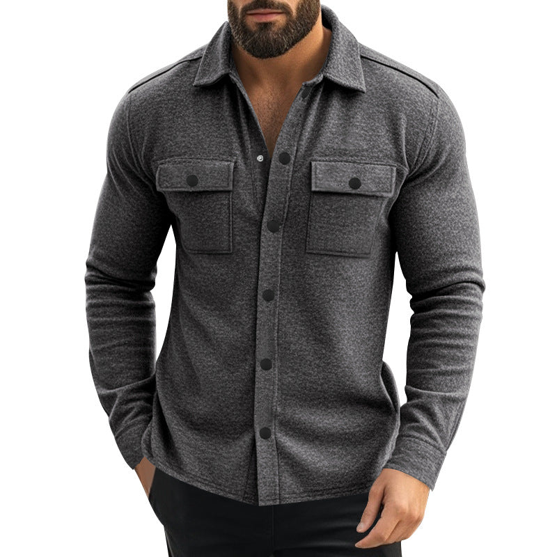 Herren Jacke Overhemd mit Taschen Strukturiert Modern