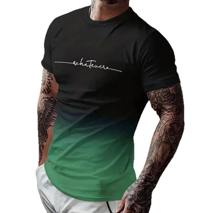 Herren T-Shirt Palmen Stickerei Farbverlauf Modern