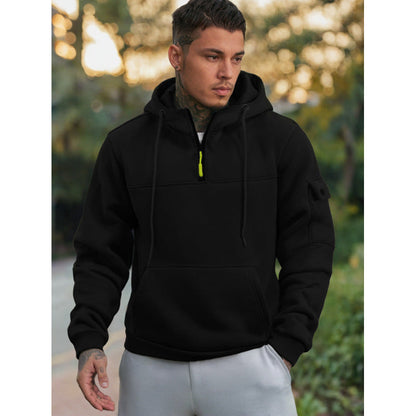 Herren Pullover Kapuzenpullover Funktional mit Taschen Schwarz
