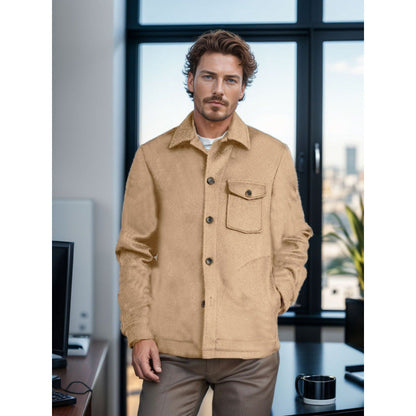 Herren Wintermantel Casual Wolle Schwarz