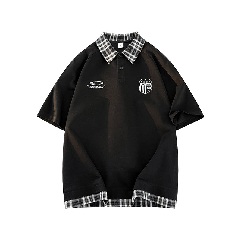 Herren Polohemd Modern Karierter Kragen Sportlich