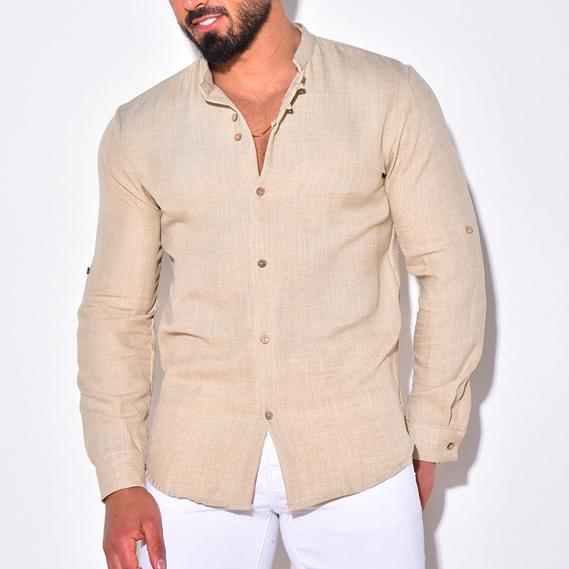 Herren Leinenhemd Modern mit verdeckter Knopfleiste - BerlinGlamour
