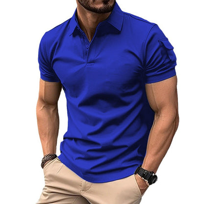 Herren Polo-Shirt Sportlich mit Taschen Modern