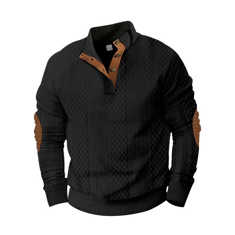 Herren Pullover Stehkragen Modern Leder Details
