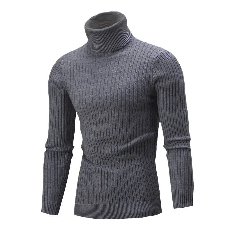 Herren Strickpullover Eleganter Stehkragen Zopfmuster Modern