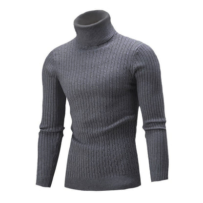 Herren Strickpullover Eleganter Stehkragen Zopfmuster Modern
