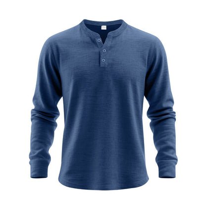 Herren Henley-Shirt Langarm Modern mit Knöpfen