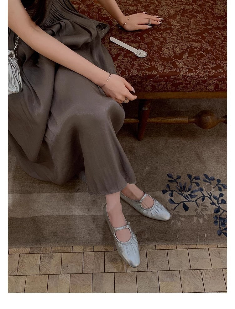 Damen Ballerinas Bequem Elastisch Schnürung
