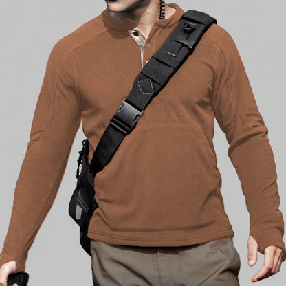 Herren Fleece Pullover Kuschelig Warm mit Knöpfen