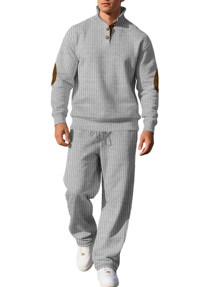 Herren Sweatshirt Sportlich Modern Knopfleiste Design