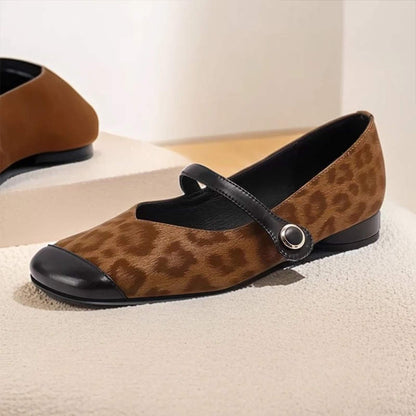 Damen Ballerinas Leopardenmuster Modern mit Riemchen