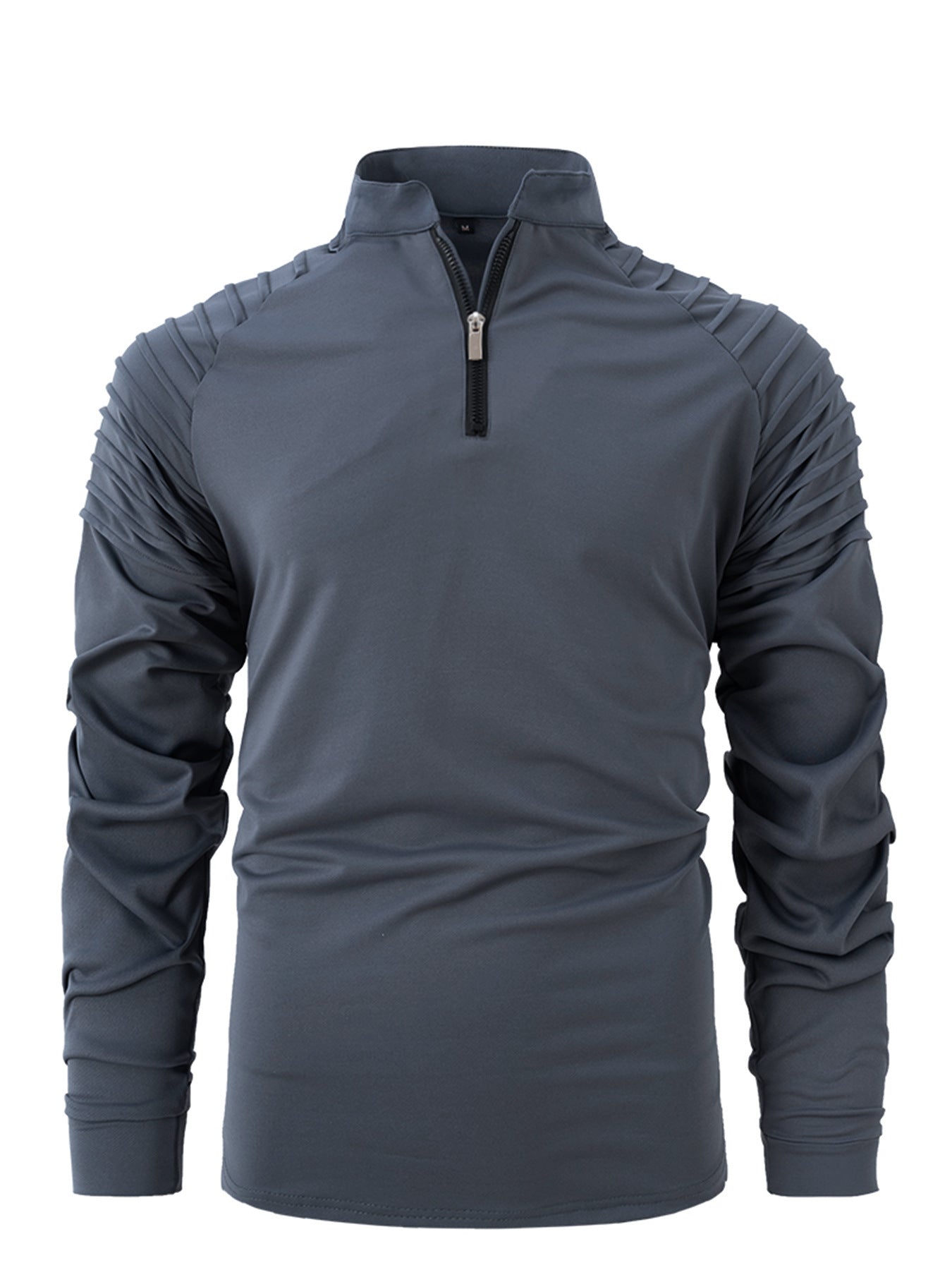 Herren Langarmshirt Sportlich Reißverschluss Rippdetails