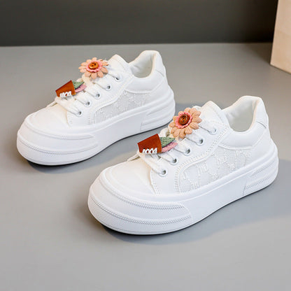 Damen Plateau Sneaker Blumen Applikation Mode Schuhe