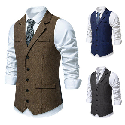 Herren Weste Herringbone Elegant Mit Taschen - BerlinGlamour