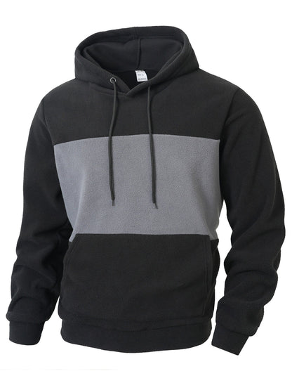 Herren Kapuzenpullover Fleece mit Farbstreifen Modern Sportlich