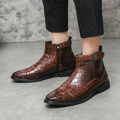Damen Stiefeletten Schnürstiefeletten Elegante Krokodil Optik Schwarz
