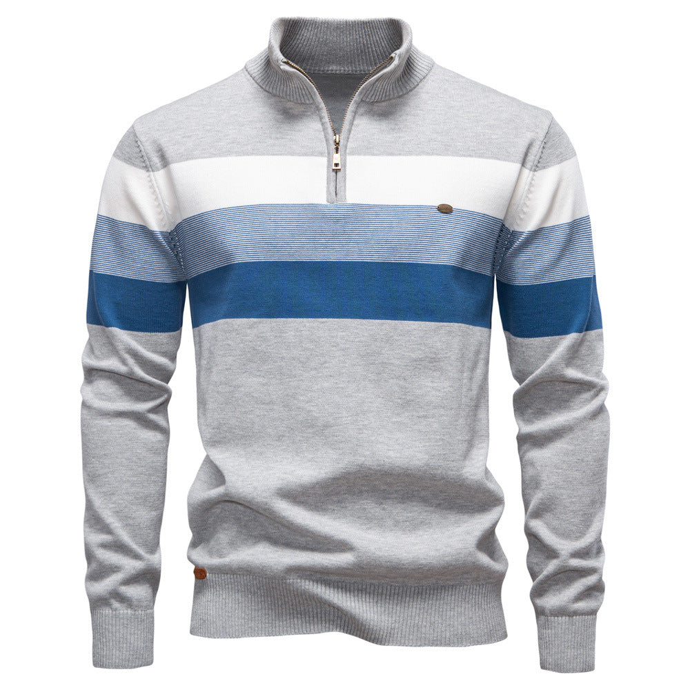 Herren Strickpullover Stehkragen Streifen Modern