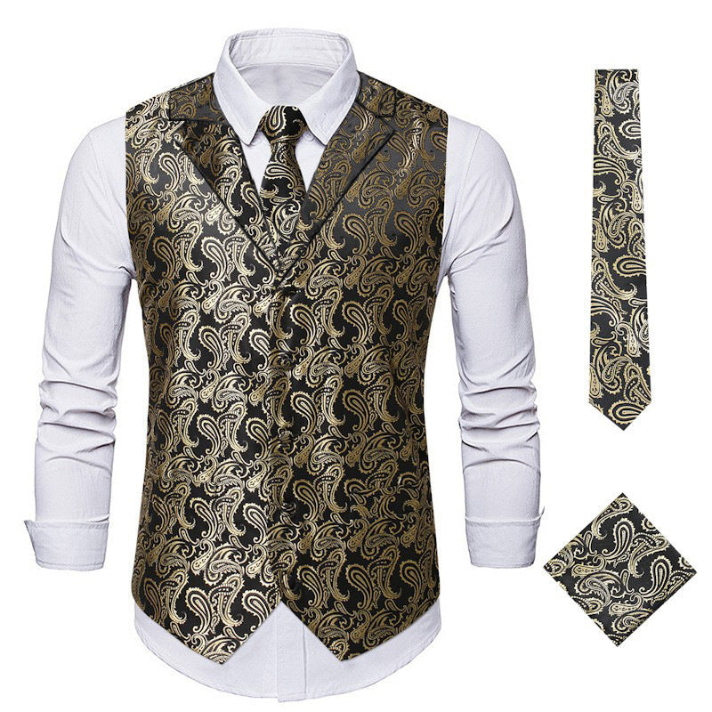 Elegante Herrenweste Paisley Muster Modern Schwarz
