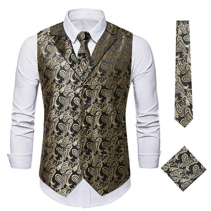 Elegante Herrenweste Paisley Muster Modern Schwarz