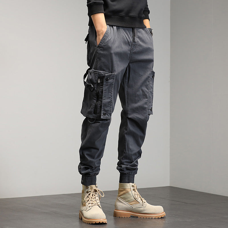 Herren Cargohose Elastisch Reißverschluss Taschen Modern