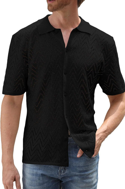 Herren Strickshirt Kurzarm Modern Sportlich