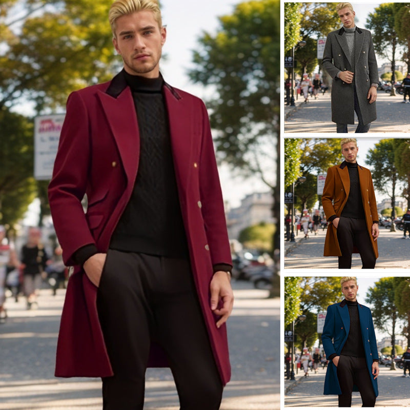 Herrenmantel Modern Urban Samtkragen Schwarz - BerlinGlamour
