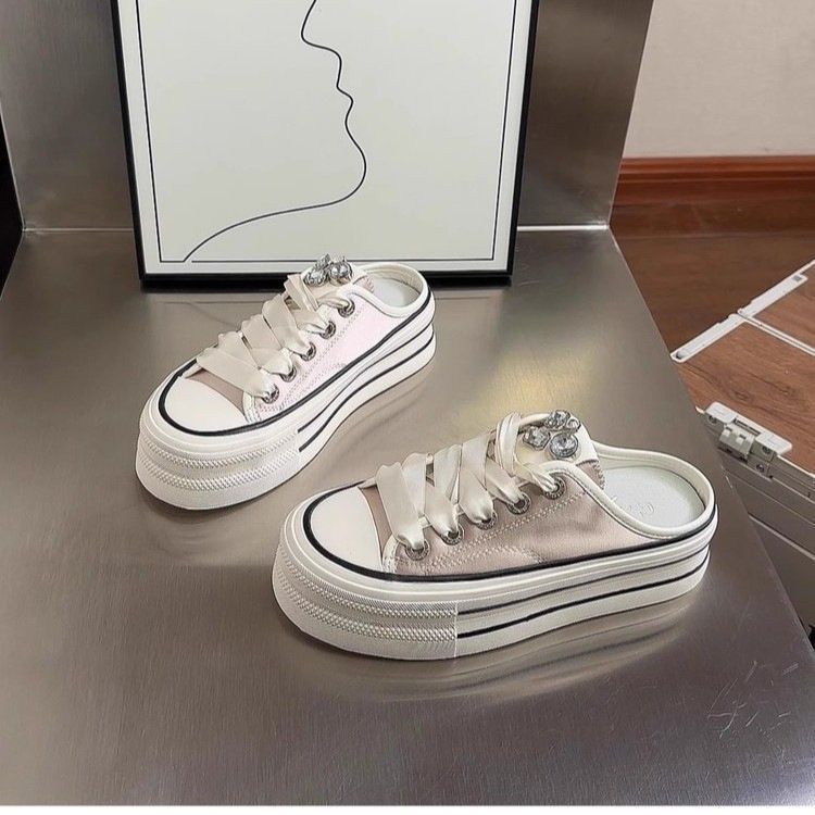 Damen Sneaker Plattform Schuhe Satin Optik Modern