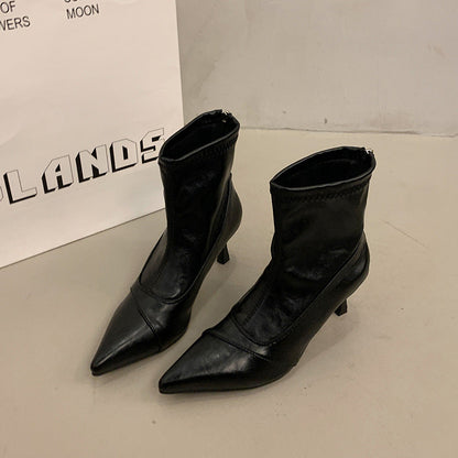 Damen Stiefeletten Spitz Schuhe Hochhackig Elegant